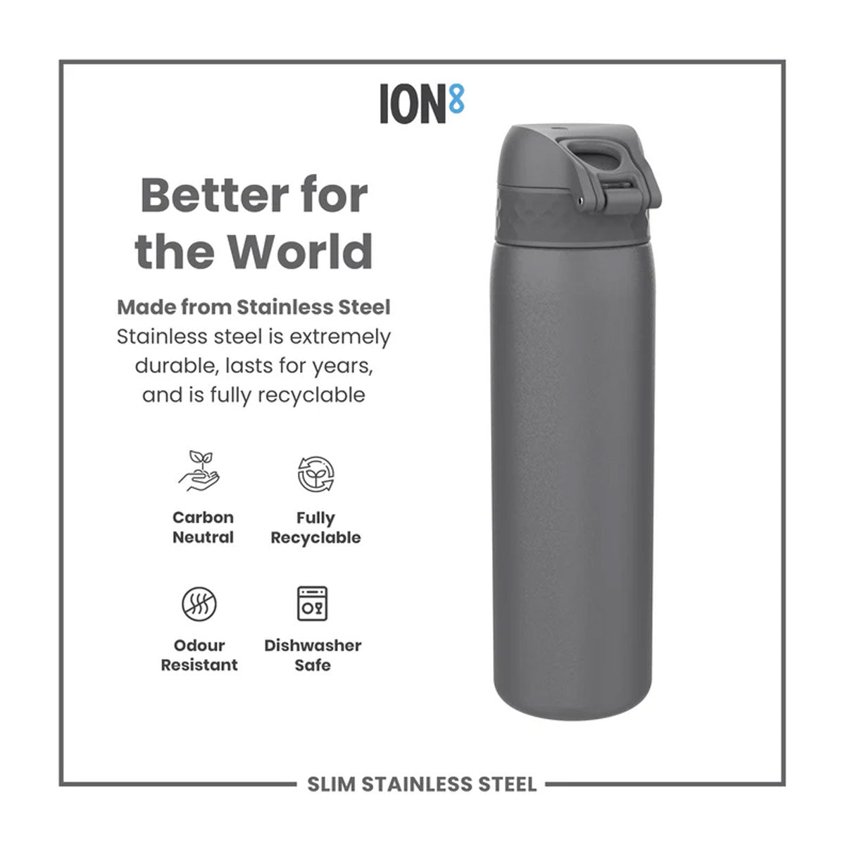 Recipient Hidratare ION8 Inox Grey 600ML