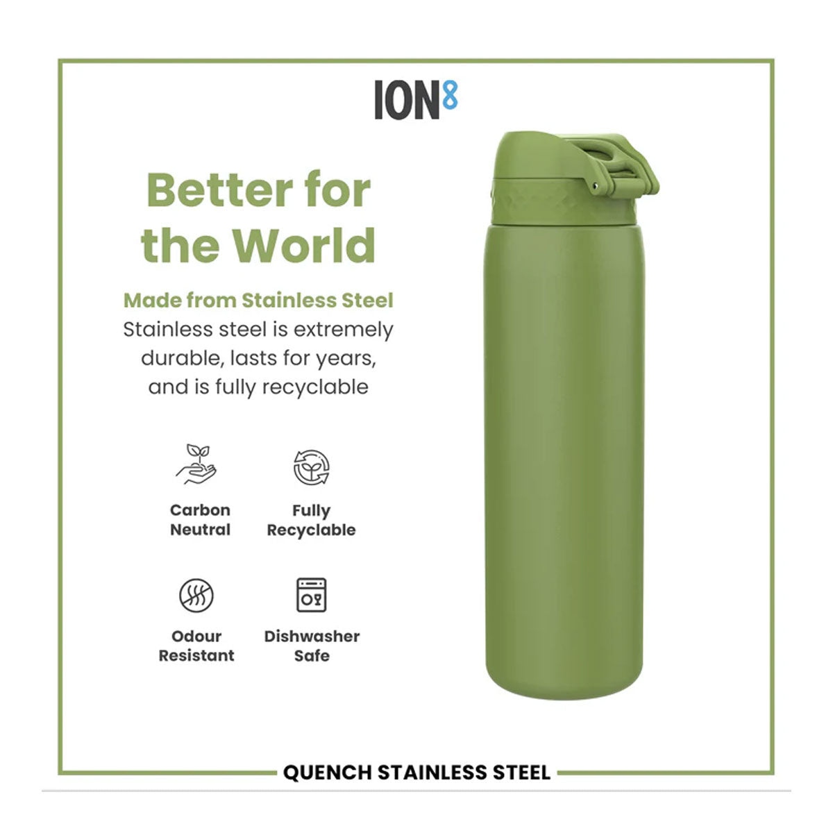 Recipient Hidratare ION8 Inox Khaki Green 1200ML